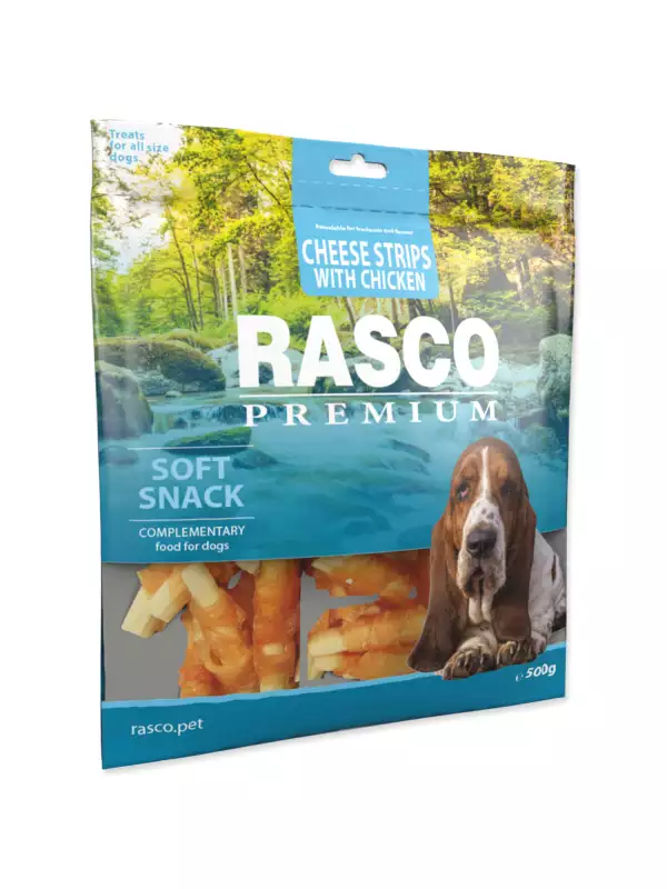 Pochoutka Rasco Premium kuřecím obalené sýrové proužky 500g