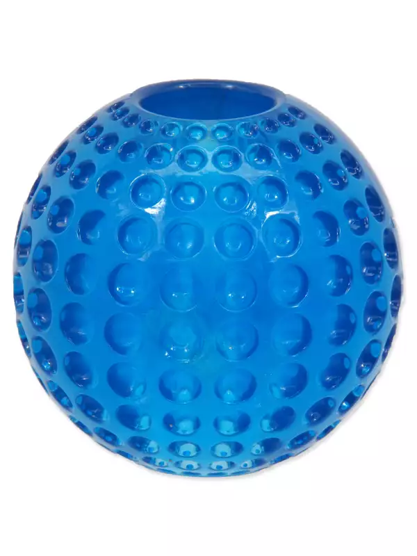 Hračka DOG FANTASY Strong míček gumový s důlky modrý 6,3 cm (1ks)