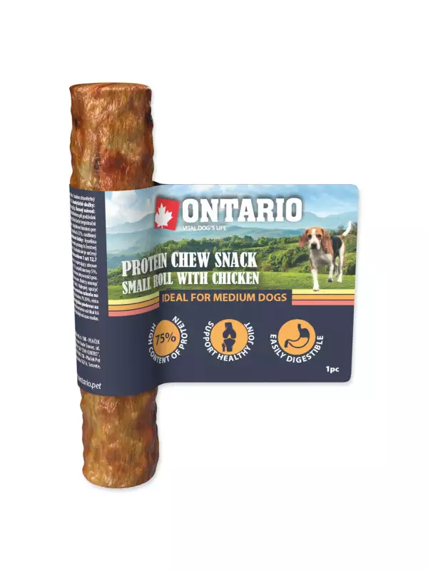 Pochoutka Ontario Protein kuře, žvýkací rolka malá 12,7cm
