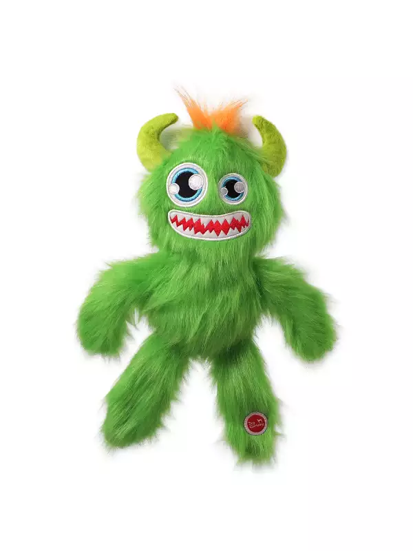 Hračka Dog Fantasy Monsters strašidlo pískací chlupaté zelené 35cm