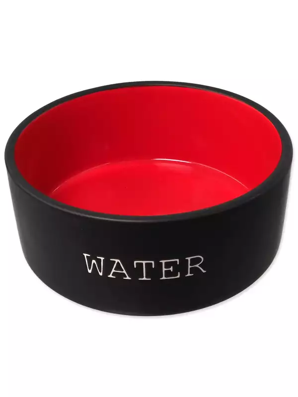 Miska Dog Fantasy keramická WATER černá/červená 16x6,5cm, 850ml