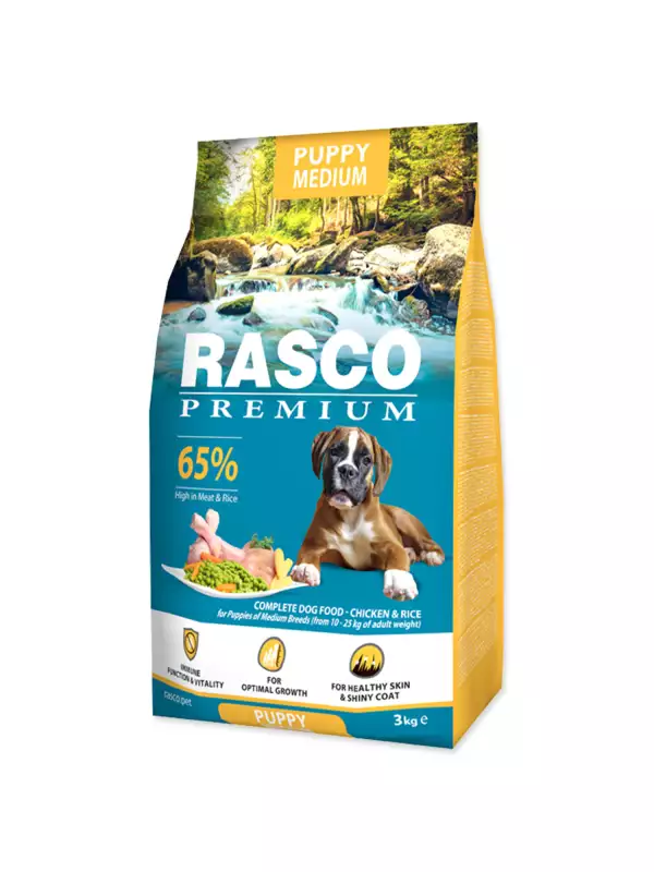 Krmivo Rasco Premium Puppy Medium kuře s rýží 3kg