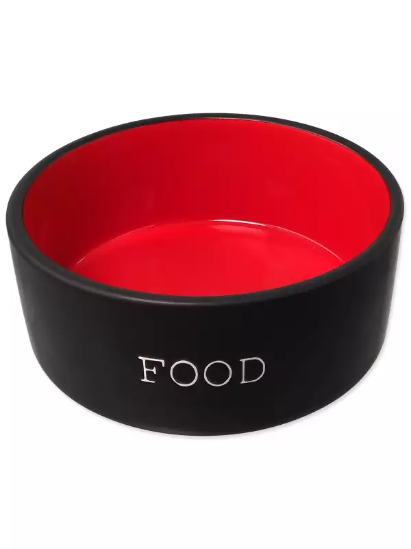 Miska Dog Fantasy keramická FOOD černá/červená 13x5,5cm, 400ml