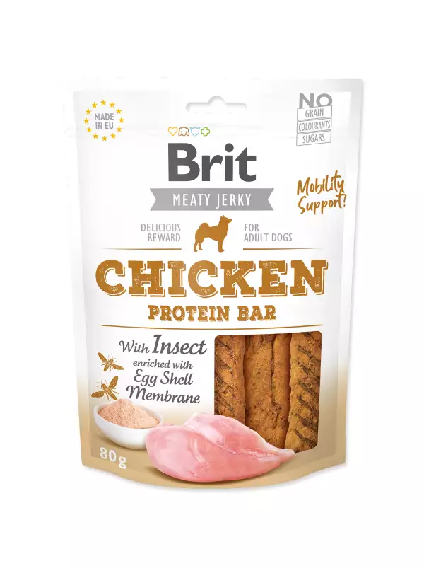Pochoutka Brit Jerky Protein Bar kuře s hmyzím proteinem 80g