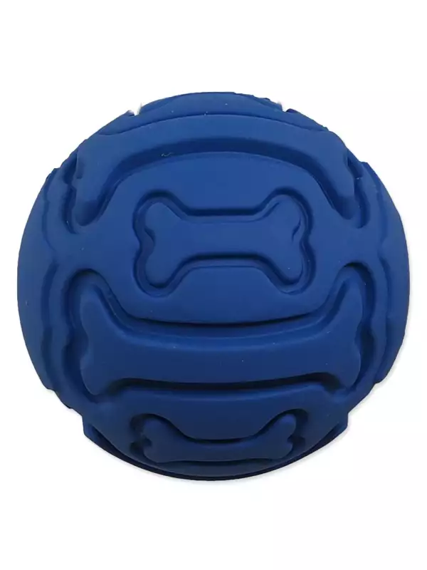 Míček Dog Fantasy gumový,  vzor kost  pískací modrý 7,5cm