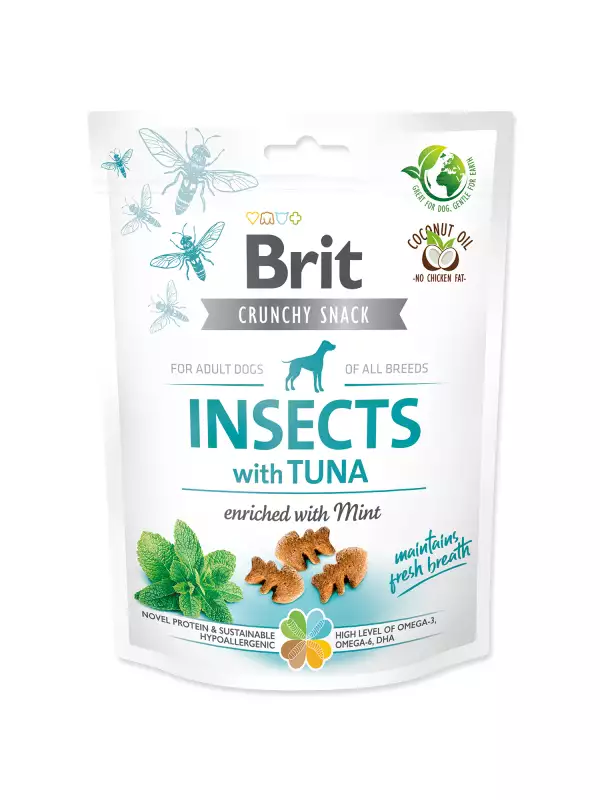 Pochoutka Brit Care Dog Crunchy Cracker Insects, tuňák s mátou 200g