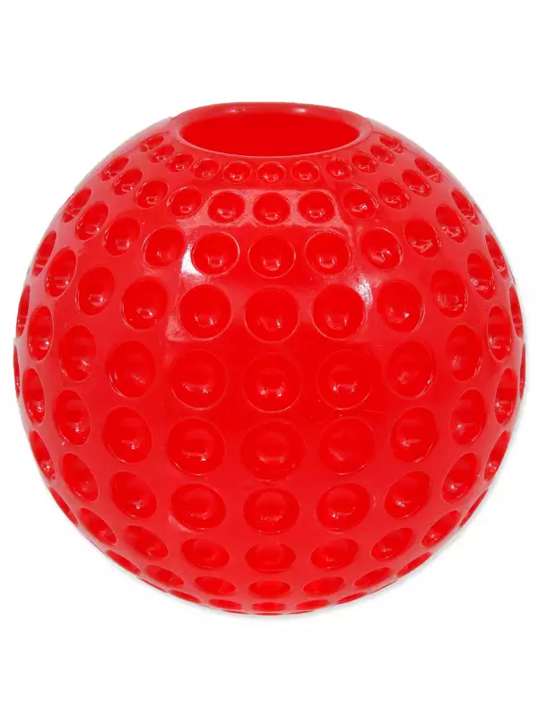Hračka DOG FANTASY Strong míček gumový s důlky červený 6,3 cm (1ks)