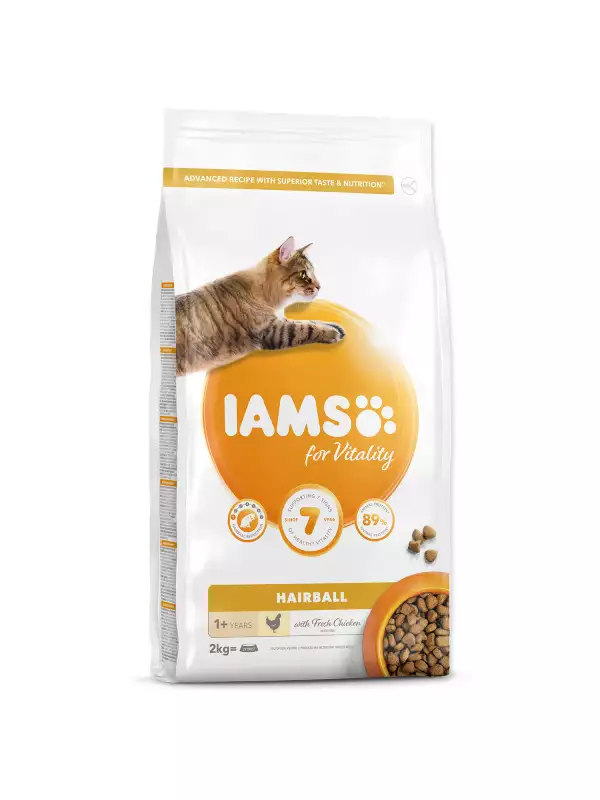 Krmivo IAMS Cat Adult/Senior Hairball Chicken 2kg 