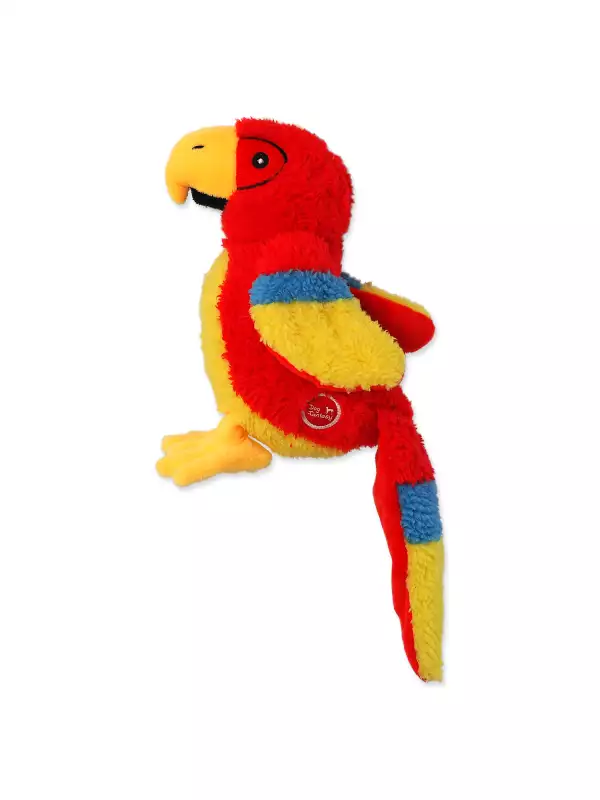 Hračka Dog Fantasy Recycled Toy papoušek pískací se šustícím ocasem 23cm