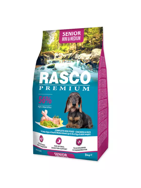 Krmivo Rasco Premium Senior Mini & Medium kuře s rýží 3kg