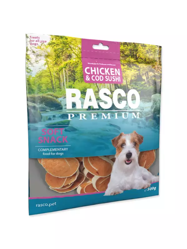 Pochoutka Rasco Premium kuře a treska, sushi 500g