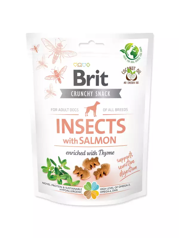 Pochoutka Brit Care Dog Crunchy Cracker Insects, losos s tymiánem 200g