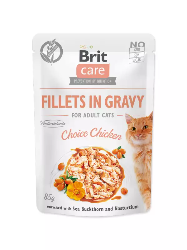 Kapsička Brit Care Cat kuře, filety v omáčce 85g