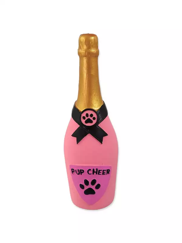 Hračka Dog Fantasy Latex láhev sekt se zvukem růžová 16,5cm