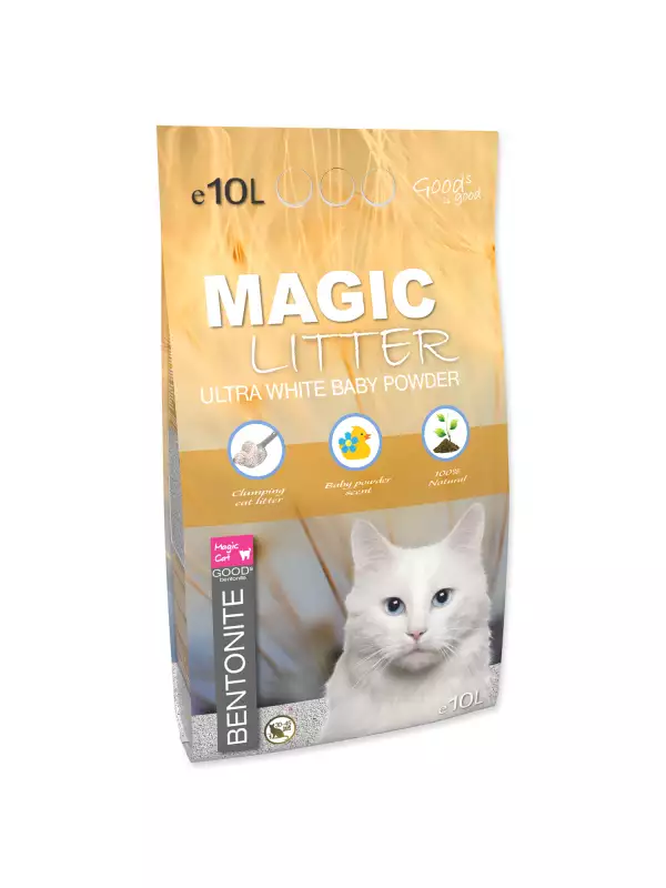 Kočkolit Magic Litter Bentonite Ultra White Baby Powder 10L/9kg