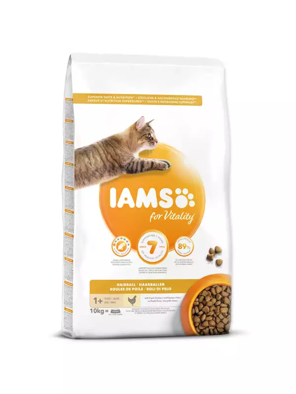 Krmivo IAMS Cat Adult/Senior Hairball Chicken 10kg 