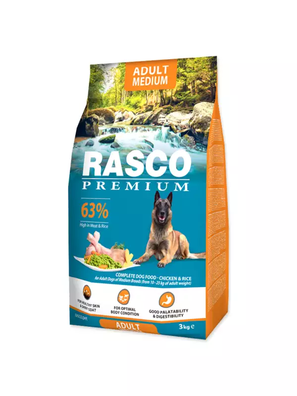 Krmivo Rasco Premium Adult Medium kuře s rýží 3kg