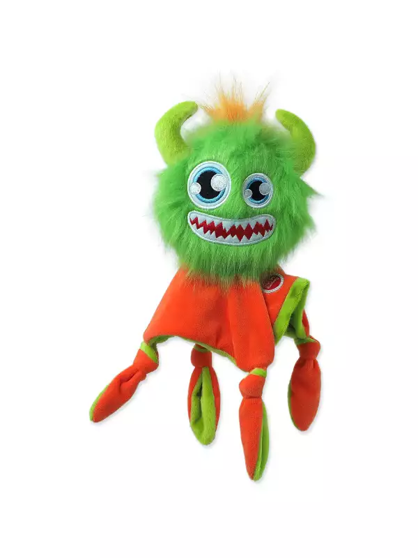 Hračka Dog Fantasy Monsters strašidlo pískací chlupaté zelené s dečkou 28cm