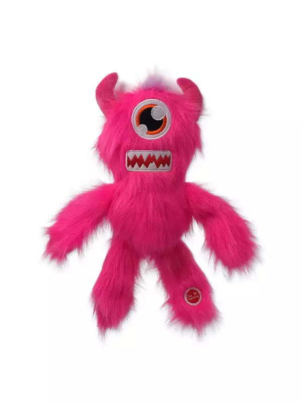 Hračka Dog Fantasy Monsters strašídlo pískací jednooké chlupaté růžové 35cm