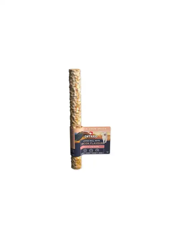 Pochoutka Ontario Protein příchuť slanina, žvýkací rolka velká 1ks 25,4cm
