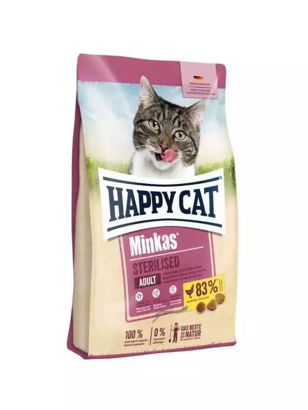 Happy Cat Minkas Sterilised Geflügel 10 kg + 1,5Kg zdarma