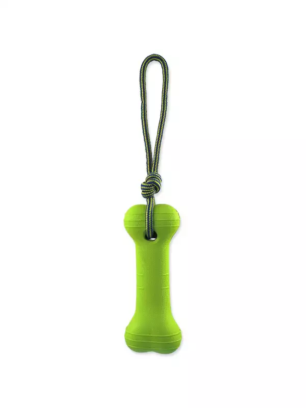 Hračka Dog Fantasy EVA Foam kost s lanem plastová a plovoucí zelená 21cm