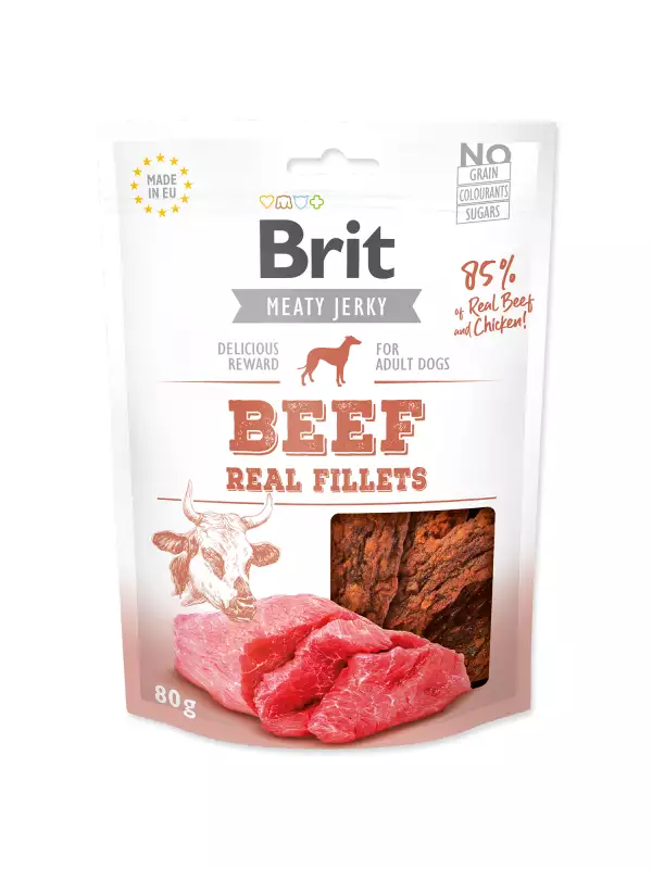 Pochoutka Brit Jerky hovězí plátky 80g