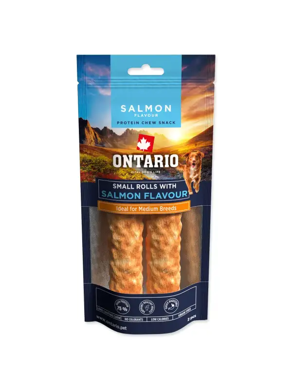 Pochoutka Ontario Protein příchuť losos,žvýkací rolka malá 2ks 12,7cm