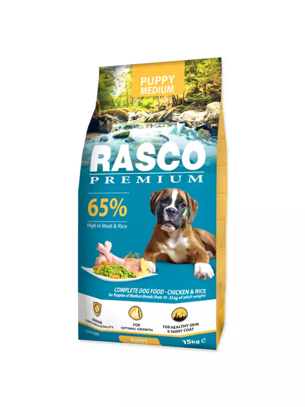 Krmivo Rasco Premium Puppy Medium kuře s rýží 15kg