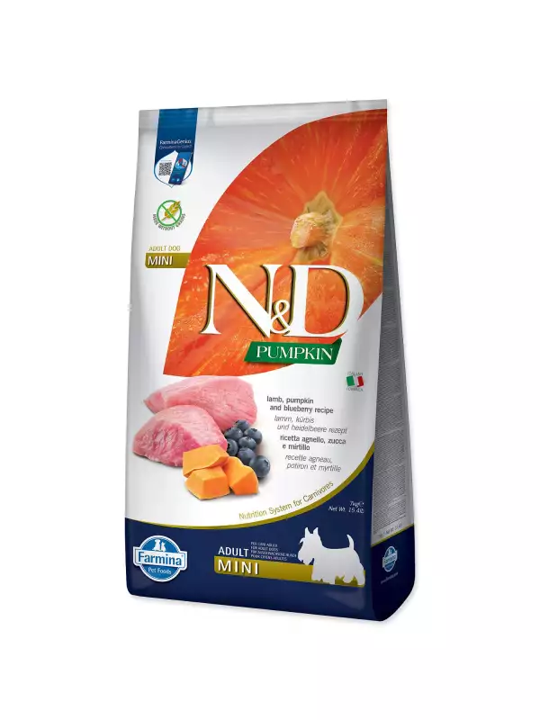 Krmivo N&D Dog Adult Mini Grain Free Pumpkin Lamb & Blueberry 7kg