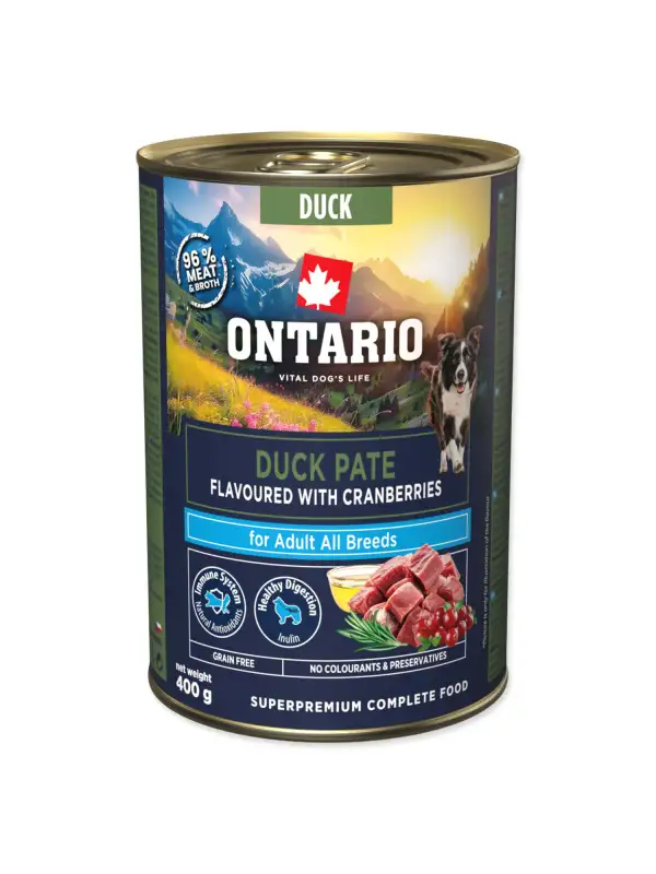 Konzerva Ontario Adult kachní pate s příchutí brusinek 400g