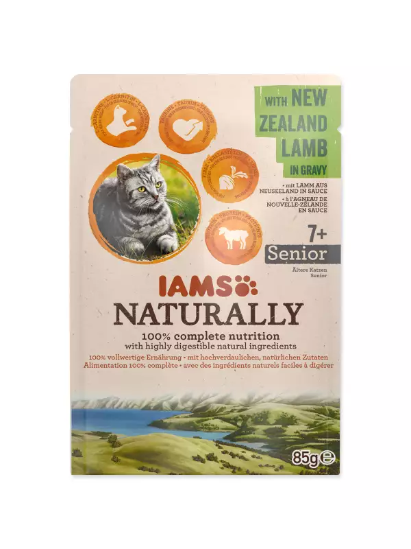 Kapsička IAMS Naturally Senior jehněčí v omáčce 85g