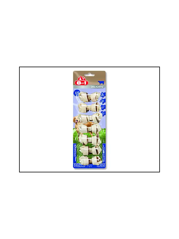 Pochoutka 8in1 Delights kost žvýkací hovězí XS 7ks