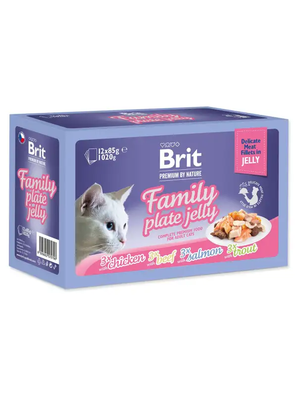 Kapsička Brit Premium by Nature filety v želé Family Plate 12x 85g 