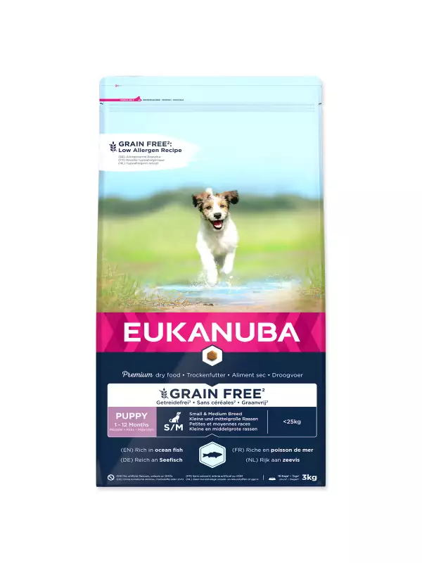 Krmivo EUKANUBA Puppy & Junior Small & Medium Grain Free Ocean Fish 3kg