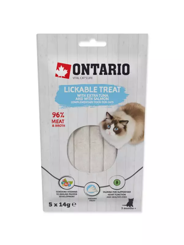 Pochoutka Ontario lízací extra tuňák a losos 5x14g