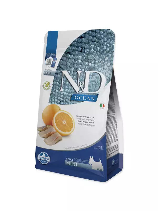 Krmivo N&D Dog Ocean Adult Mini Herring & Orange 0,8kg