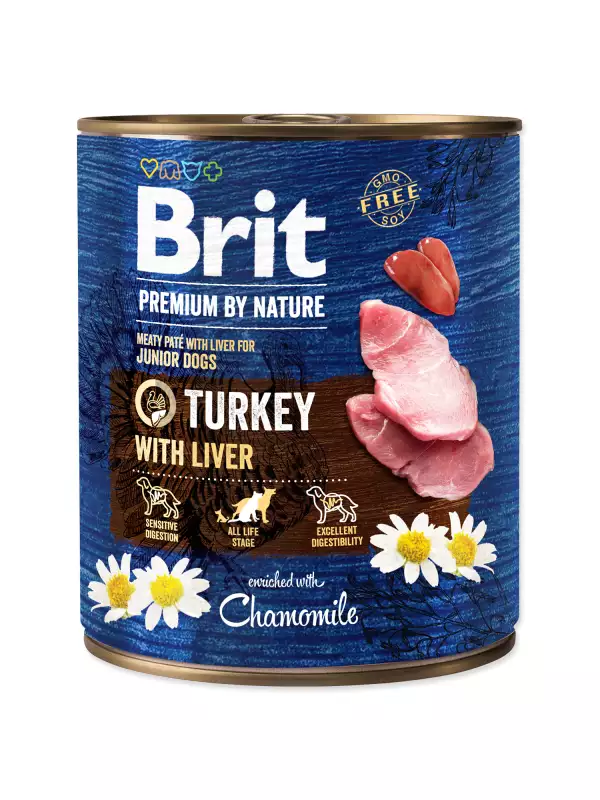 Konzerva Brit Premium by Nature krůta s játry 800g