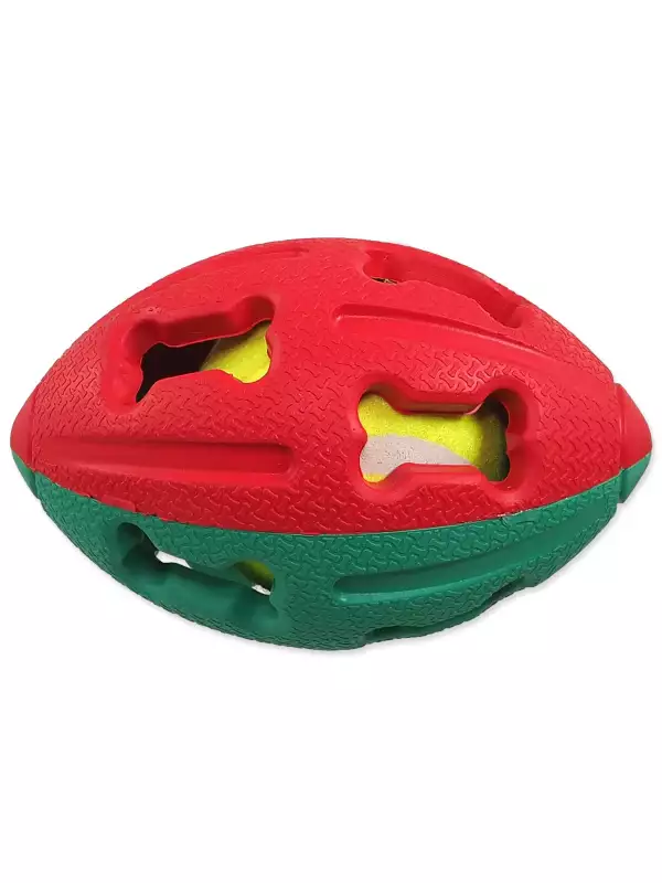 Míček Dog Fantasy gumový rugby tenisákem mix barev 12,5cm