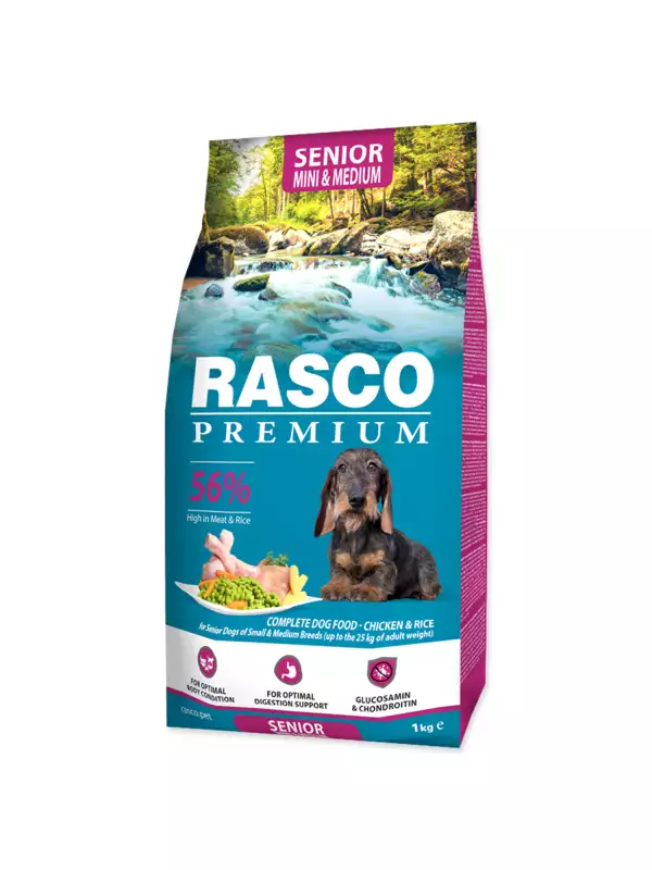 Krmivo Rasco Premium Senior Mini & Medium kuře s rýží 1kg