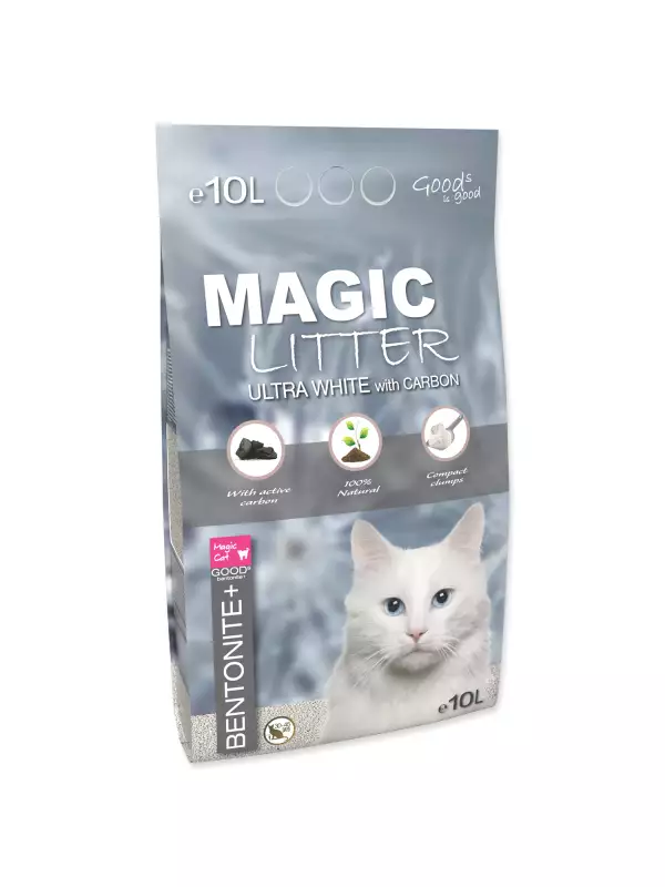 Kočkolit Magic Litter Bentonite Ultra White with Carbon 10L/9kg