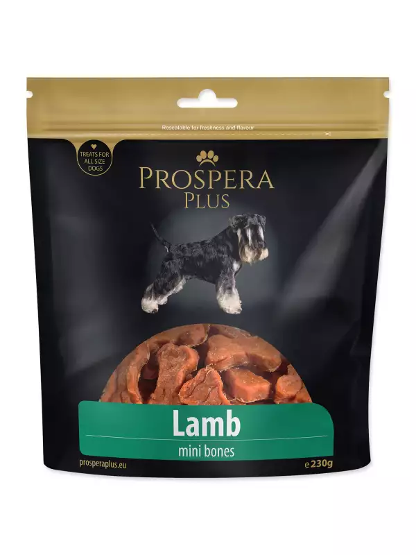 Pochoutka Prospera Plus jehněčí mini kosti 230g