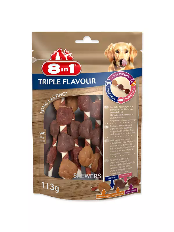 Pochoutka 8in1 Triple Flavour špíz žvýkací 6ks