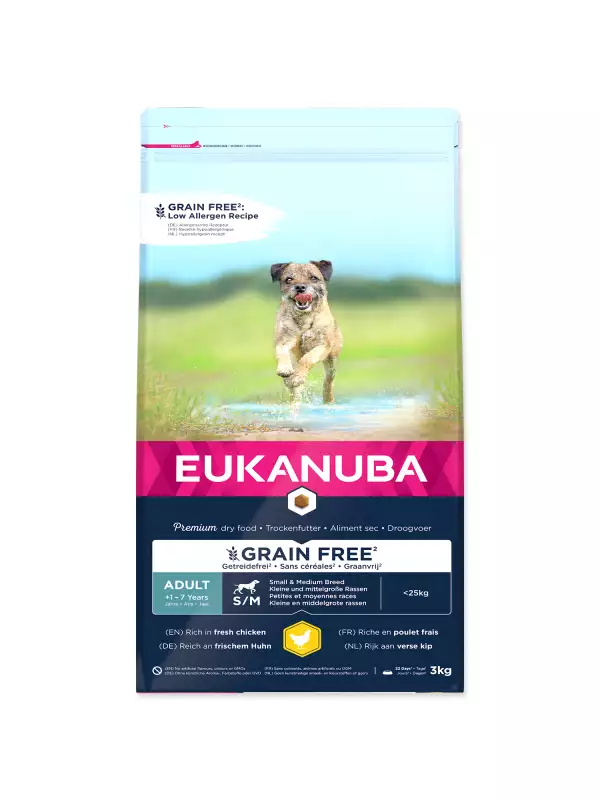 Krmivo EUKANUBA Adult Small & Medium Grain Free Chicken 3kg