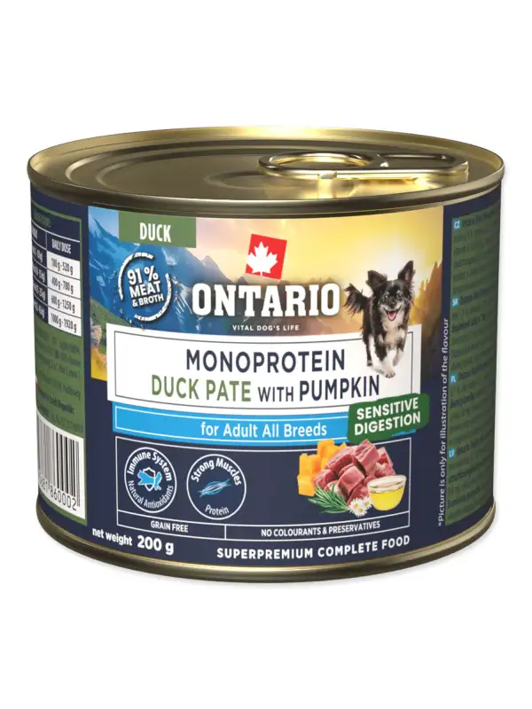 Konzerva Ontario Adult monoprotein kachní pate s dýní 200g