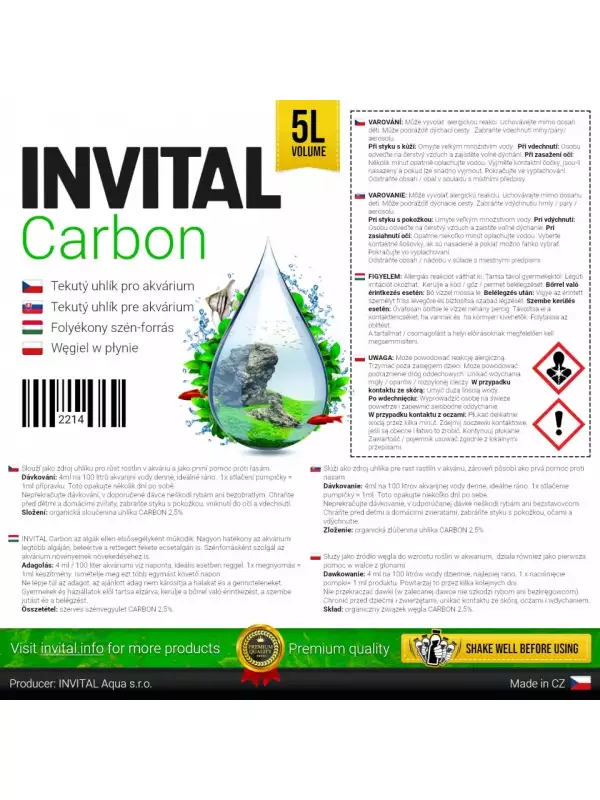 INVITAL CARBON 5 litrů