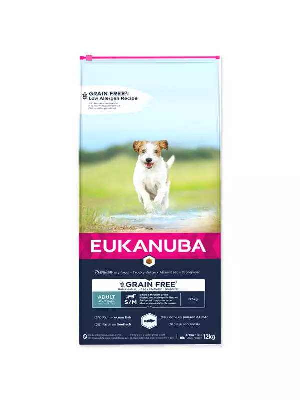 Krmivo EUKANUBA Adult Small & Medium Grain Free Ocean Fish 12kg