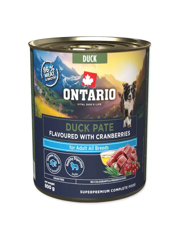Konzerva Ontario Adult kachní pate s příchutí brusinek 800g