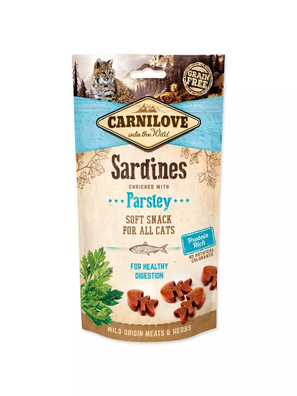 Pochoutka Carnilove Cat Soft Snack sardinky s petželí 50g