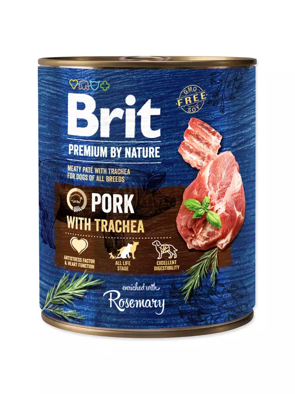 Konzerva Brit Premium by Nature vepřové s průdušnicí 800g